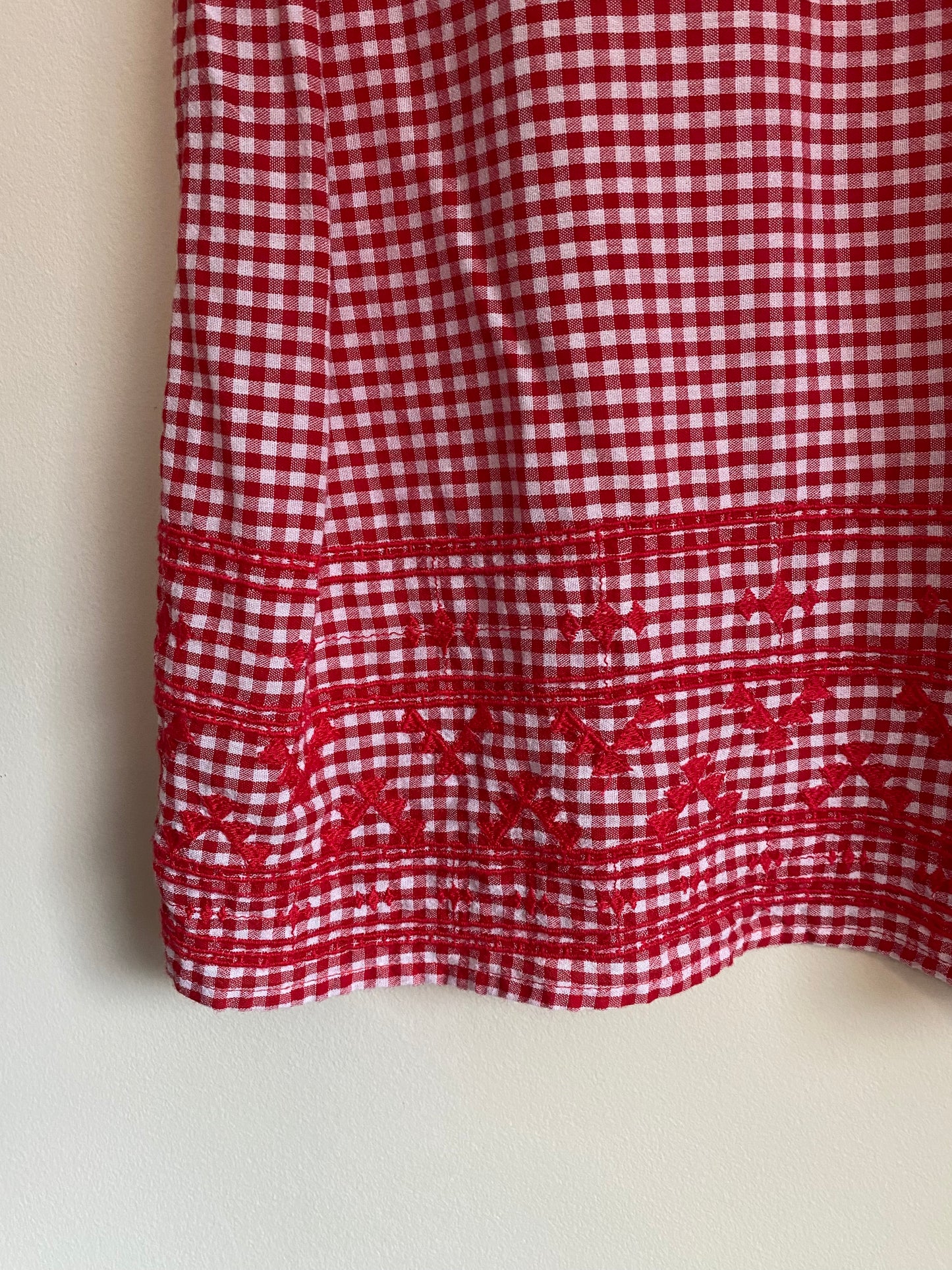 Red Gingham Midi Skirt