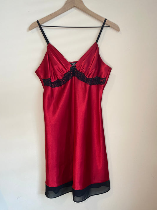 Vintage Red Lace Slip Dress