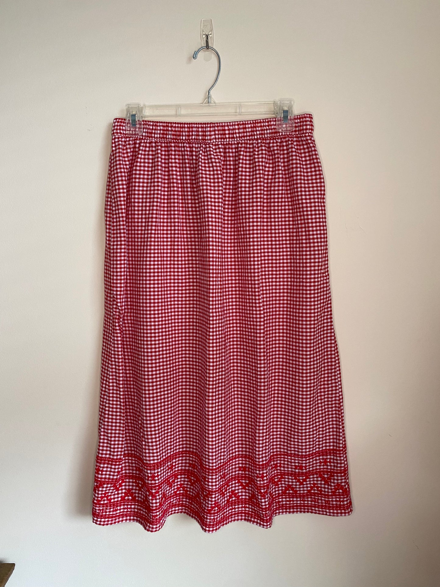 Red Gingham Midi Skirt