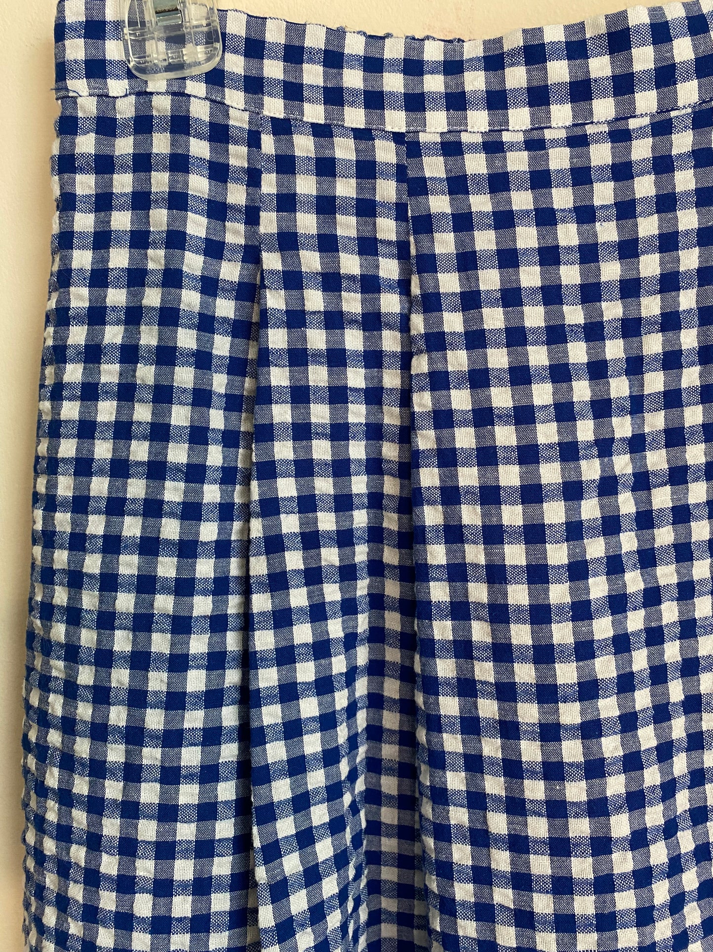 Blue Gingham Midi Skirt