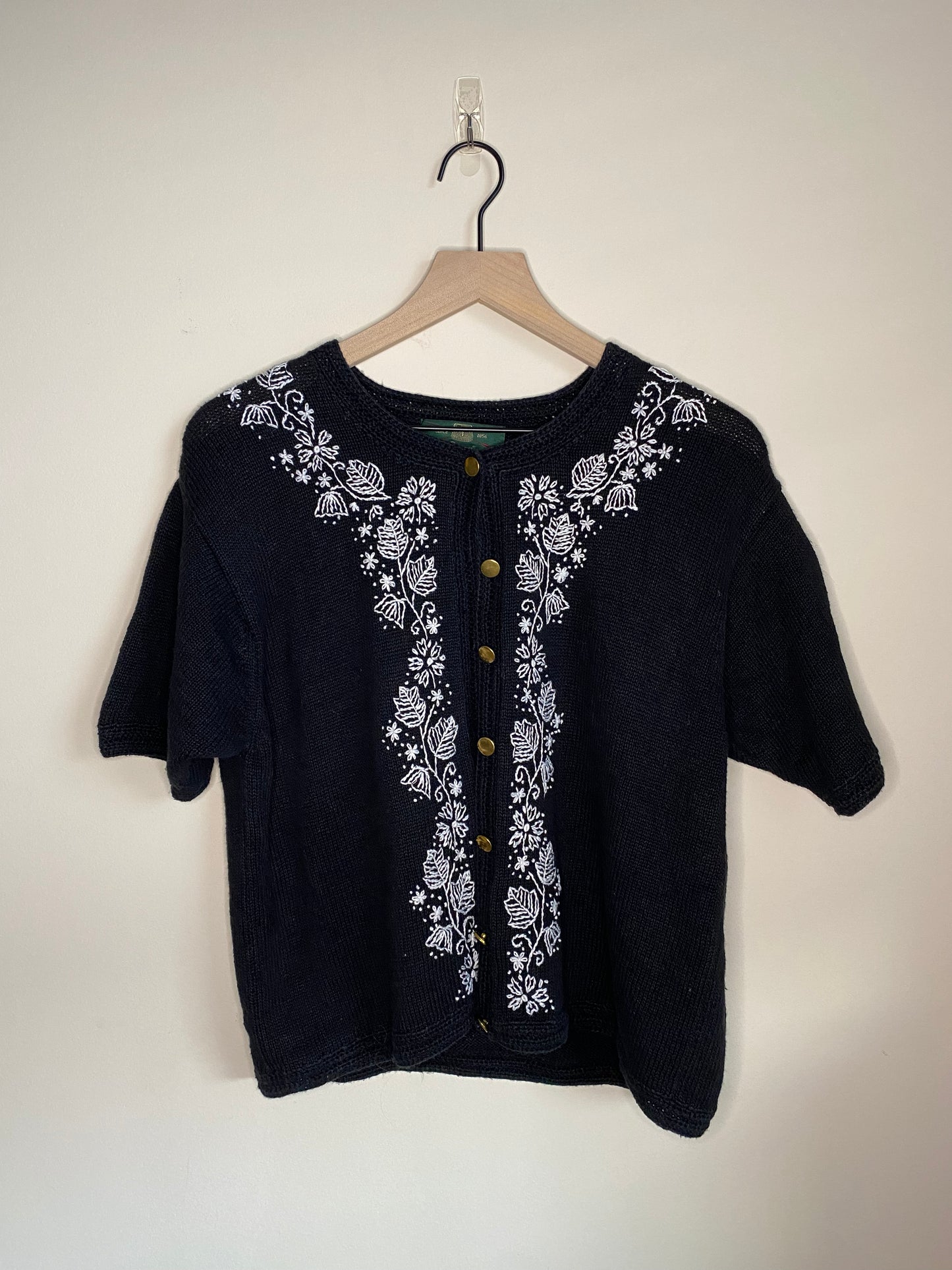Vintage Short Sleeve Embroidered Cardigan