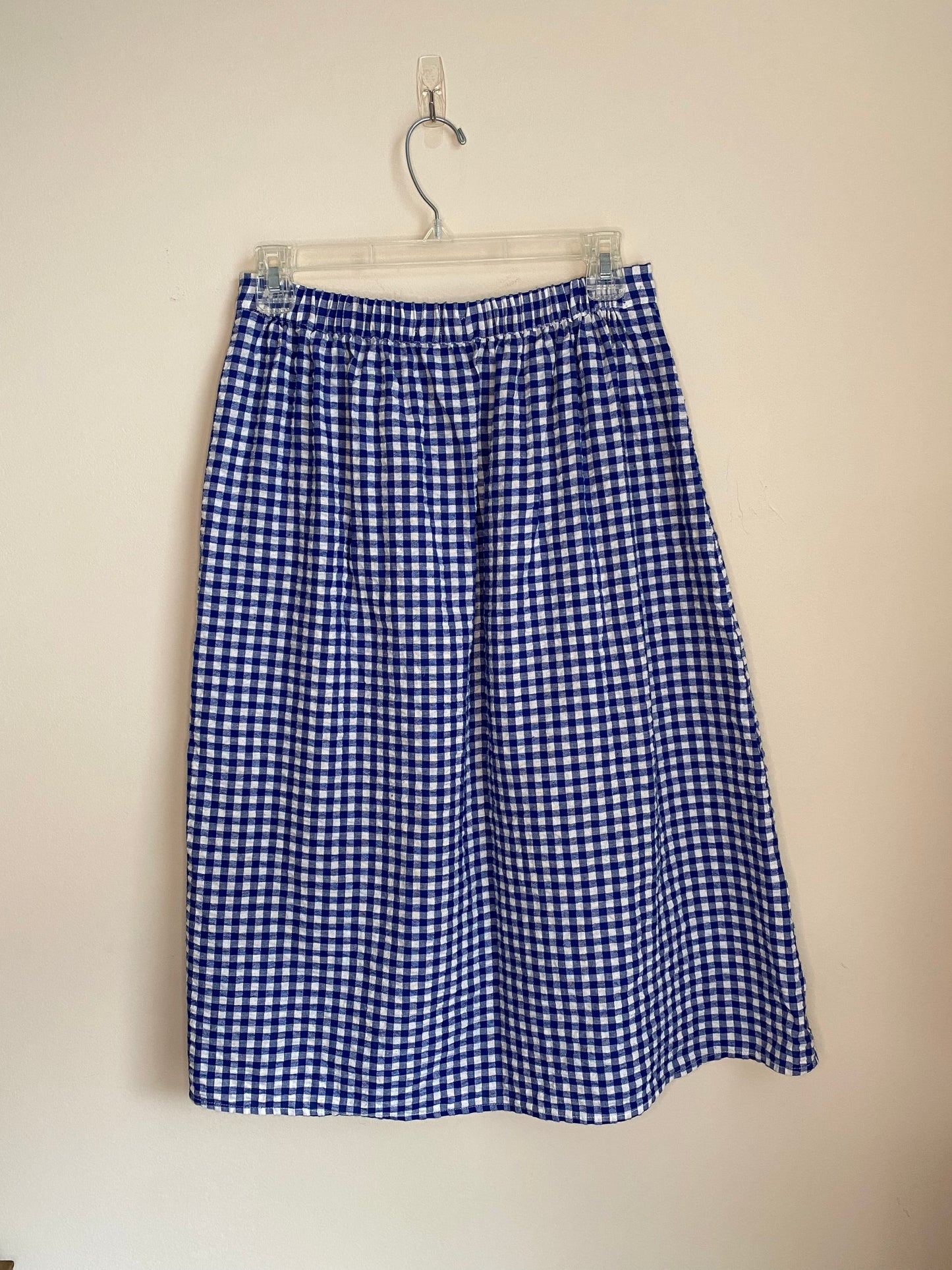 Blue Gingham Midi Skirt